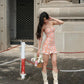 Unique Mermaid Strapless Printed Satin Short Homecoming Dress 17th Birthday Outfits C5786