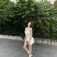 Pretty A Line Spaghetti Straps Satin Ruffle Short Homecoming Dress 18th Birthday Outfits C5788