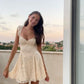Sweet A Line Sweetheart Neck Lace Short Homecoming Dress 19th Birthday Outfits C5791