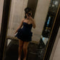 Chic A Line Halter Satin Short Homecoming Dress 19th Birthday Outfits C5795