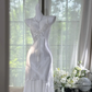 Charming Mermaid White Spaghetti Straps Satin Beads Tea Length Homecoming Dress 21th Birthday Outfits C5804