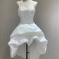 Robe de bal blanche mignonne à bretelles spaghetti, courte en satin, tenue de soirée pour 18e anniversaire C5806