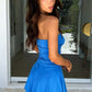 Style Simple A Line Strapless Satin Short Homecoming Dress 19th Birthday Outfits C5825
