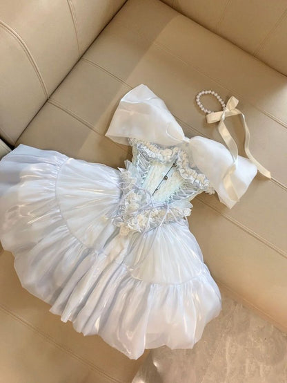 Sweet 16th Ball Gown Off The Shoulder Satin Lace Short Homecoming Dress Birthday Outfits C5832