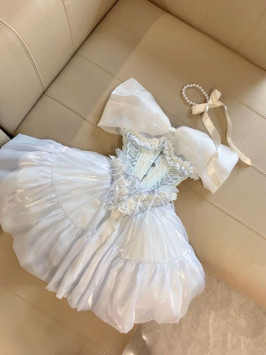 Sweet 16th Ball Gown Off The Shoulder Satin Lace Short Homecoming Dress Birthday Outfits C5832