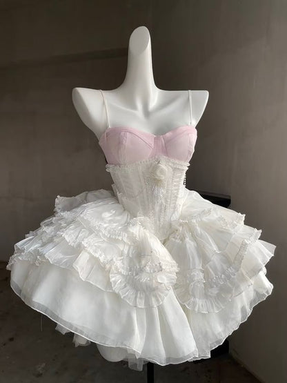 Style Cute 16th Ball Gown Spaghetti Straps Satin Lace Short Homecoming Dress Birthday Outfits C5833