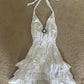 Retro A Line Halter Satin Layer Short Homecoming Dress 19th Birthday Outfits C5835