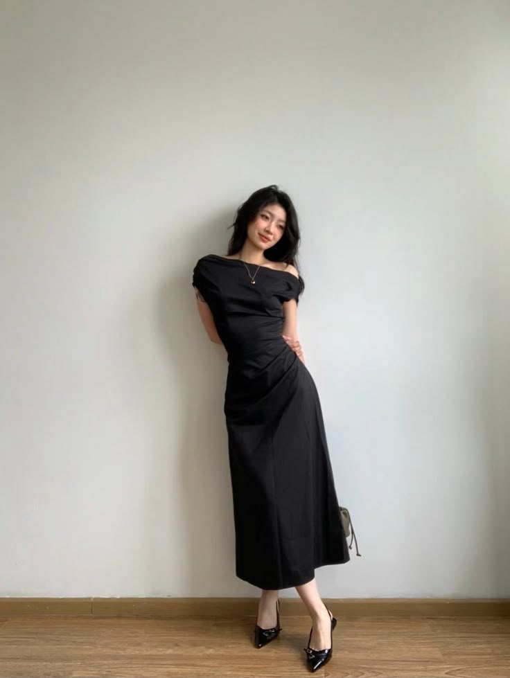 Black Simple Mermaid Off The Shoulder Satin Long Prom Dress,Formal Dress C5842