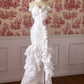 Vintage White Mermaid Sweetheart Satin Pleated Long Prom Dress,Wedding Dress,Formal Dress C5843