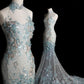 Style Classy Chinese Neck Mermaid Tulle Sequin Applique Long Prom Dress,Formal Dress C5850