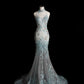 Style Classy Chinese Neck Mermaid Tulle Sequin Applique Long Prom Dress,Formal Dress C5850
