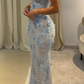 Gorgeous Mermaid Spaghetti Straps Satin Applique Long Prom Dress,Formal Dress C5856