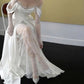 Simple Mermaid Sweetheart Satin Ruffles Long White Slit Wedding Dresses C586