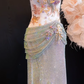 Luxurious Mermaid Spaghetti Straps Satin Sequin Beads Long Prom Dress,Formal Dress C5860