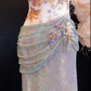 Luxurious Mermaid Spaghetti Straps Satin Sequin Beads Long Prom Dress,Formal Dress C5860