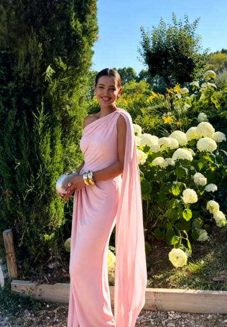 Elegant Mermaid One Shoulder Satin Pleated Long Prom Dress,Formal Dress C5862