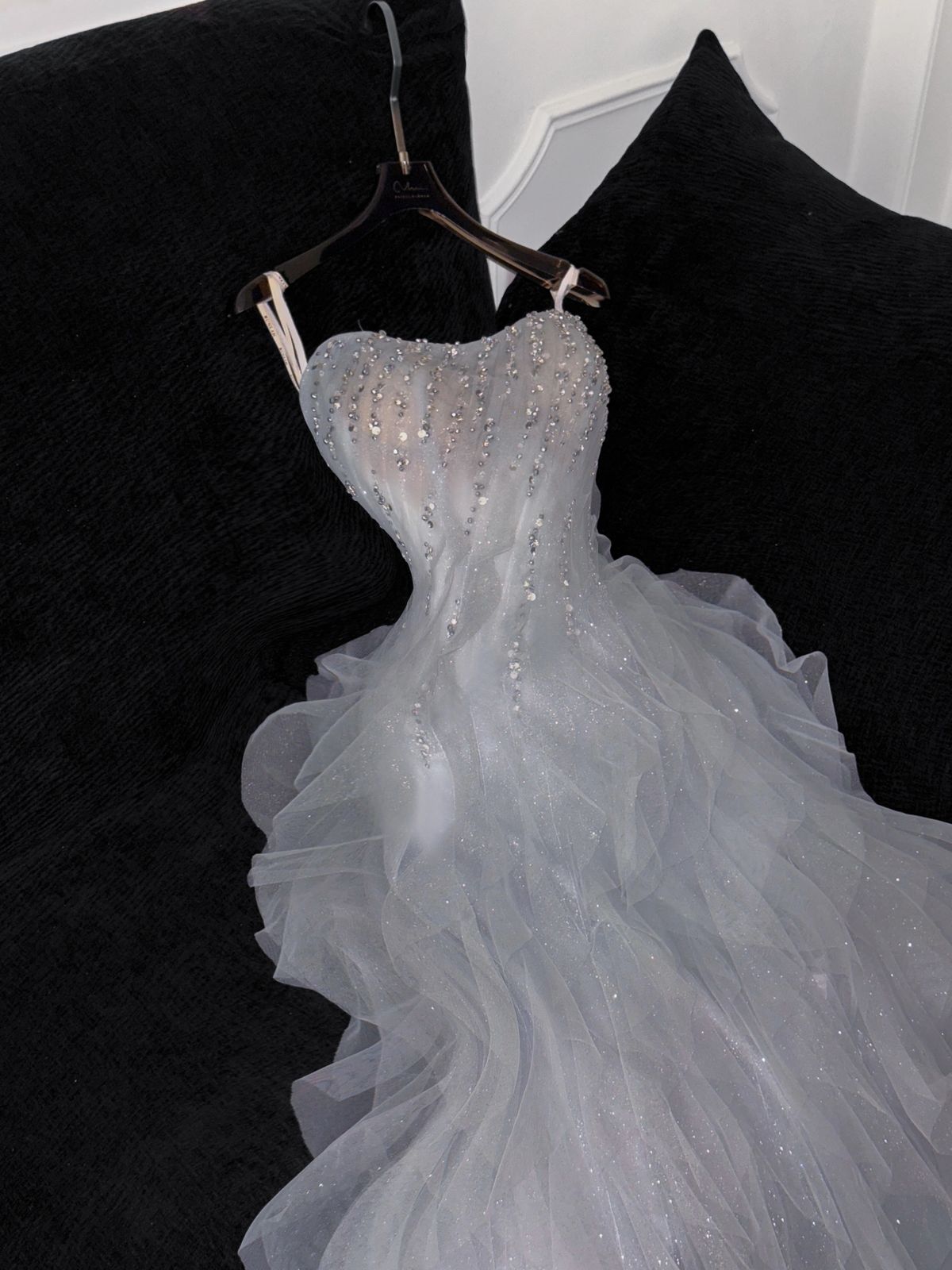 Princess Ball Gown Spaghetti Straps Tulle Sequin Long Prom Dress,Formal Dress C5866