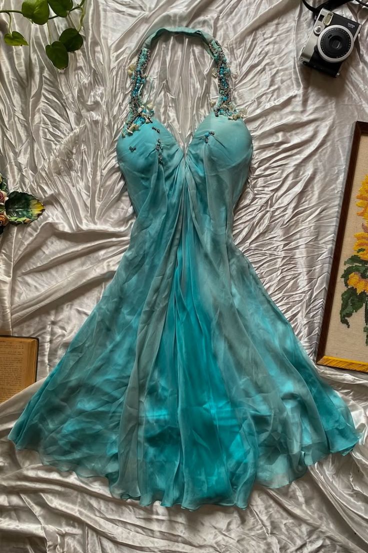 Chic A Line Halter Chiffon Short Homecoming Dress 19th Birthday Outfits C5867