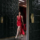 Robe de soirée courte en satin bordeaux chic, style sirène, dos nu, tenue pour 20e anniversaire, C5880