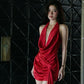 Robe de soirée courte en satin bordeaux chic, style sirène, dos nu, tenue pour 20e anniversaire, C5880