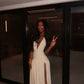 Sexy A Line V Neck Satin Slit Long Prom Dress,Formal Dress C5892
