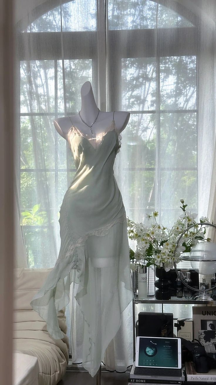 Elegant Mermaid Spaghetti Straps Chiffon Lace Long Prom Dress,Formal Dress C5894