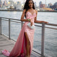 Shiny Mermaid Sweetheart Satin Sequin Slit Long Prom Dress,Formal Dress C5899