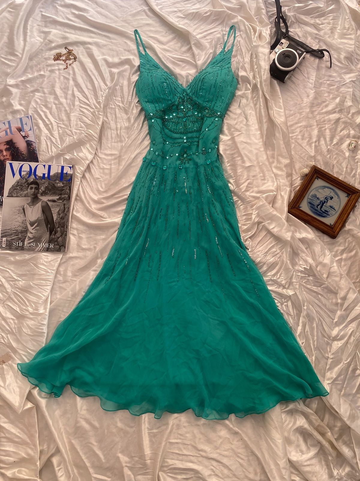 Pretty A Line Spaghetti Straps Chiffon Sequin Long Prom Dress,Formal Dress C5902