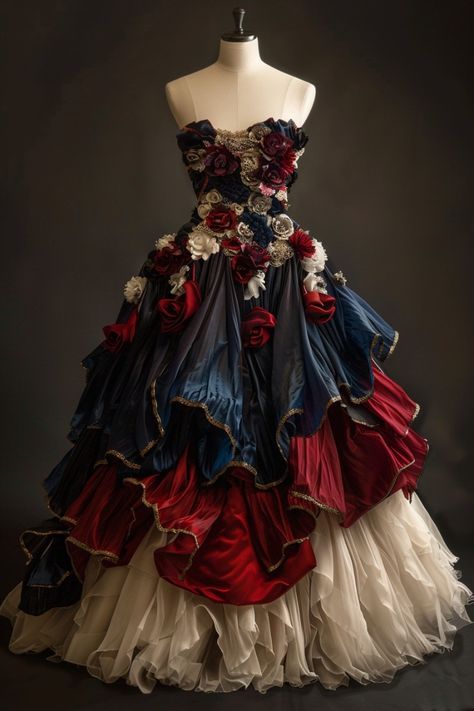 Absolutely Beautiful Ball Gown Strapless Satin Tulle Flowers Long Prom Dress,Formal Dress C5907