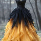 Chic Black and Yellow Gradient Ball Gown Sweetheart Chiffon Long Prom Dress,Formal Dress C5909