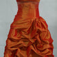 Vintage A Line Orange Strapless Pleated Satin Beads Short Homecoming Dress 18th Birthday Outfits C5925