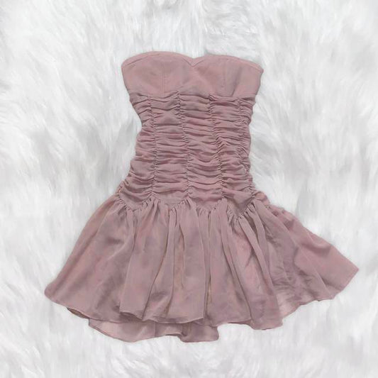 Vintage A Line Strapless Chiffon Short Homecoming Dress 18th Birthday Outfits C5926