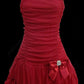 Pretty A Line Red Square Satin Tulle Short Homecoming Dress 18th Birthday Outfits C5927