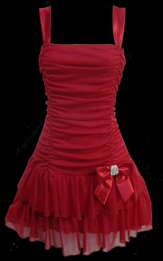 Pretty A Line Red Square Satin Tulle Short Homecoming Dress 18th Birthday Outfits C5927