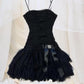 Cute Black A Line Spaghetti Straps Satin Tulle Short Homecoming Dress 16th Birthday Outfits C5931
