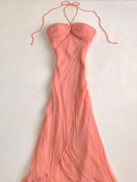 Classy A Line Halter Chiffon Long Prom Dress,Formal Dress C5932