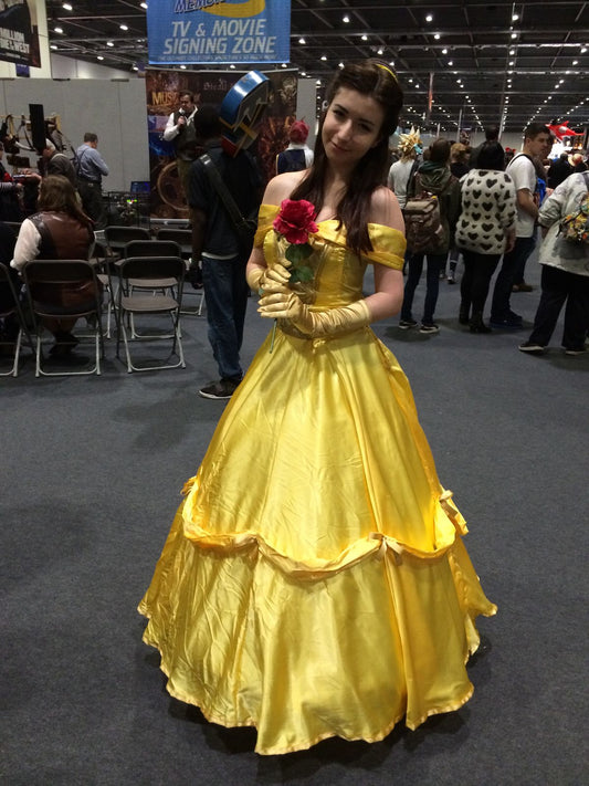Royal Retro Ball Gown Off The Shoulder Yellow Satin With Gloves Long Prom Dress,Formal Dress C5934
