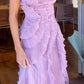 Unique Lilac A Line Halter Pleated Satin Long Prom Dress,Formal Dress C5939