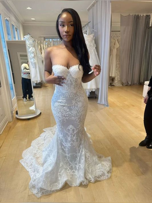 Elegant Mermaid Sweetheart Lace Long Prom Dress,Formal Dress C5940