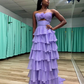 Pretty A Line Strapless Layer Chiffon Long Prom Dress,Formal Dress C5941