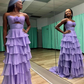 Pretty A Line Strapless Layer Chiffon Long Prom Dress,Formal Dress C5941
