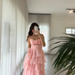 Pretty A Line Strapless Layer Chiffon Long Prom Dress,Formal Dress C5941