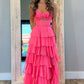 Pretty A Line Strapless Layer Chiffon Long Prom Dress,Formal Dress C5941