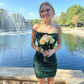 Sparkly Dark Green Mermaid Strapless Sequin Short Homecoming Dress 21th Birthday Outfits C5951