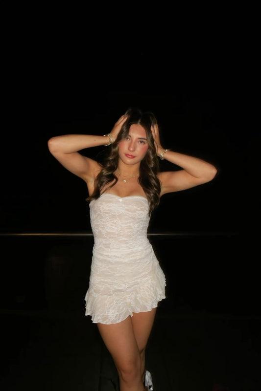 Charming A Line Strapless Lace Short Homecoming Dress 21th Birthday Outfits C5952