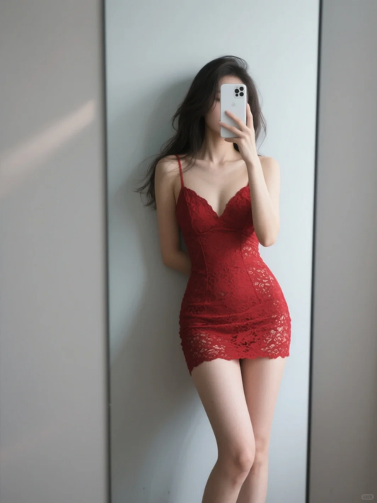 Sexy Mermaid Spaghetti Straps Burgundy Lace Short Homecoming Dress 21th Birthday Outfits C5967