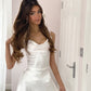 Simple Elegant A Line Halter Satin Short Homecoming Dress 19th Birthday Outfits C5974