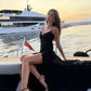 Sexy A Line Black Spaghetti Straps Satin Slit Long Prom Dress,Formal Dress C5982