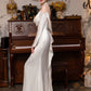Vintage Mermaid High Neckline Long Sleeves Satin Lace Long White Wedding Dresses C598