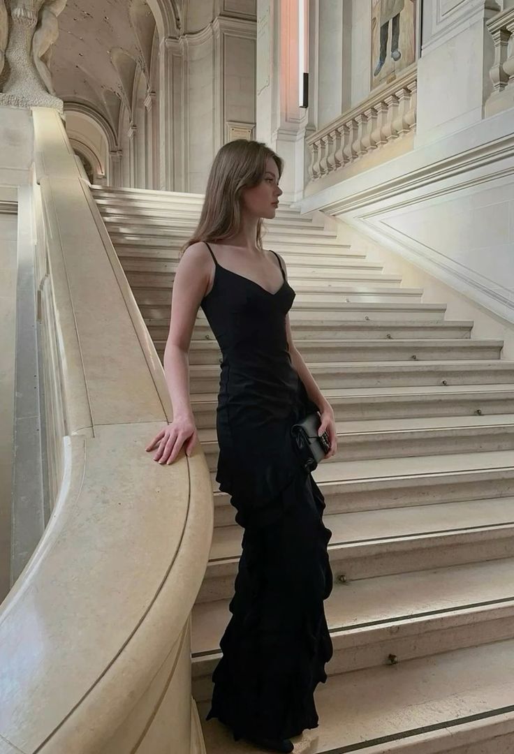 Unique Mermaid Spaghetti Straps Black Satin Long Prom Dress,Formal Dress C5992